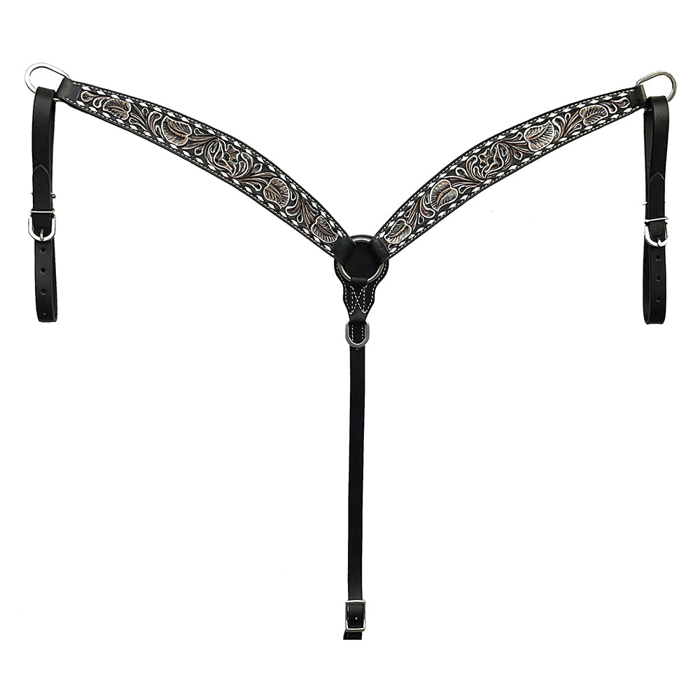 BAR H EQUINE Western Handtooled Leather Horse Headstall & Breast Collar Set | Tack