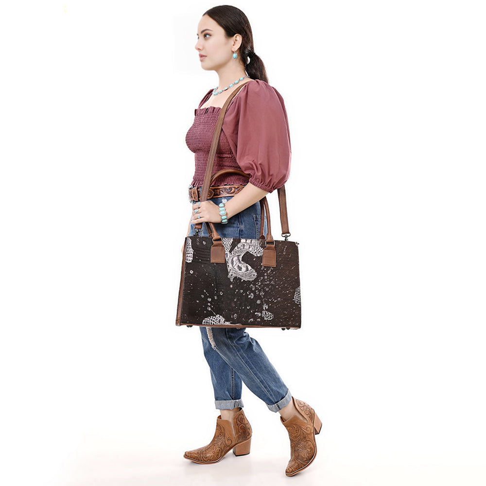American Darling Crocodile Embossed Genuine Leather Tote