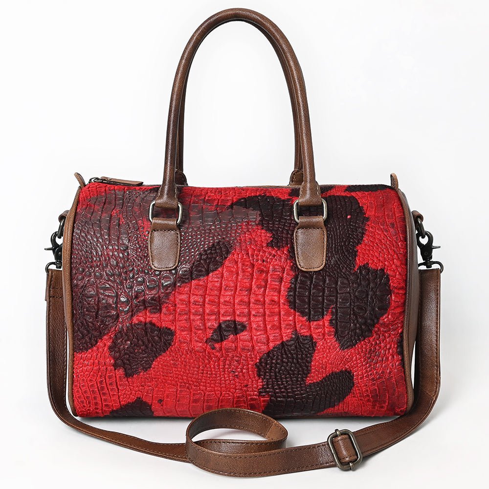 American Darling Western Leather Crocodile Embossed Speedy Bag | Premium Genuine Leather Travel Duffel Bag