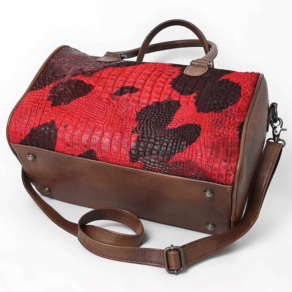 American Darling Western Leather Crocodile Embossed Speedy Bag | Premium Genuine Leather Travel Duffel Bag