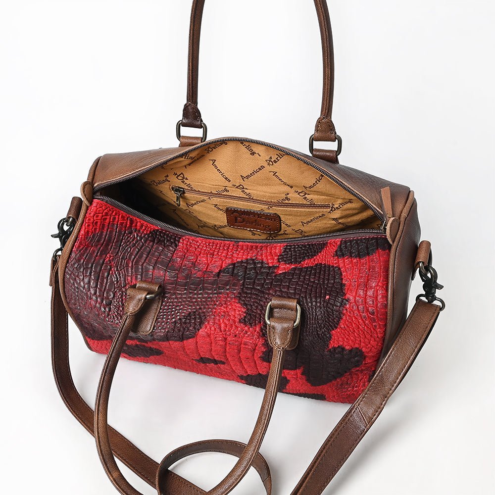 American Darling Western Leather Crocodile Embossed Speedy Bag | Premium Genuine Leather Travel Duffel Bag