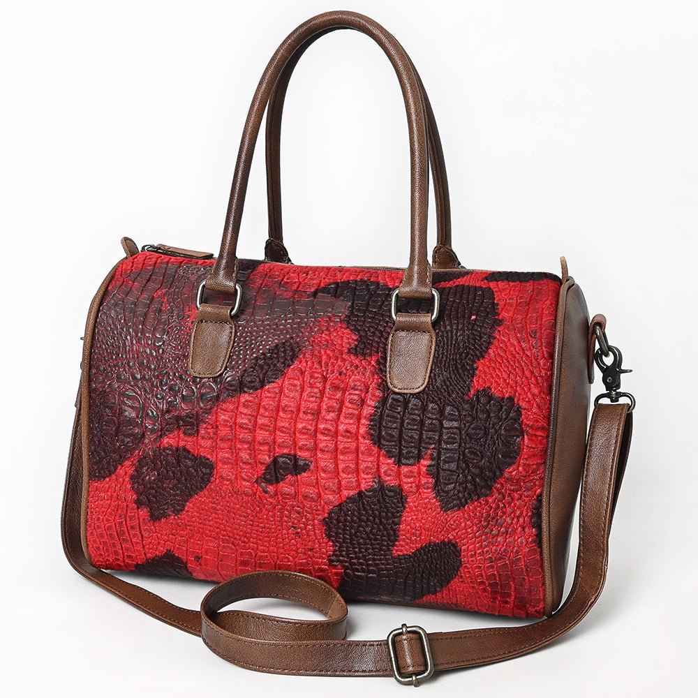 American Darling Western Leather Crocodile Embossed Speedy Bag | Premium Genuine Leather Travel Duffel Bag