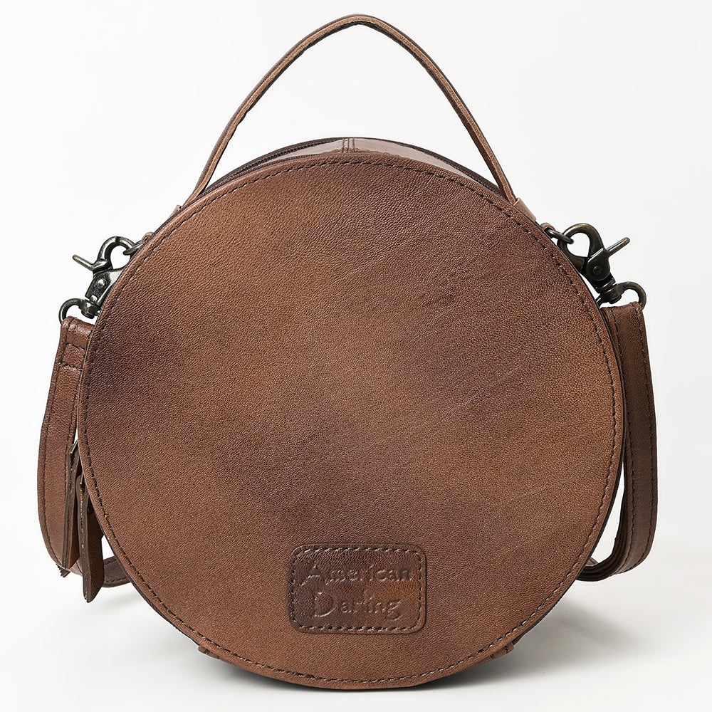 American Darling Hair On Crocodile Embossed Genuine Leather Canteen Bag | Round Western Crossbody | Adjustable Strap | Premium Craftsmanship