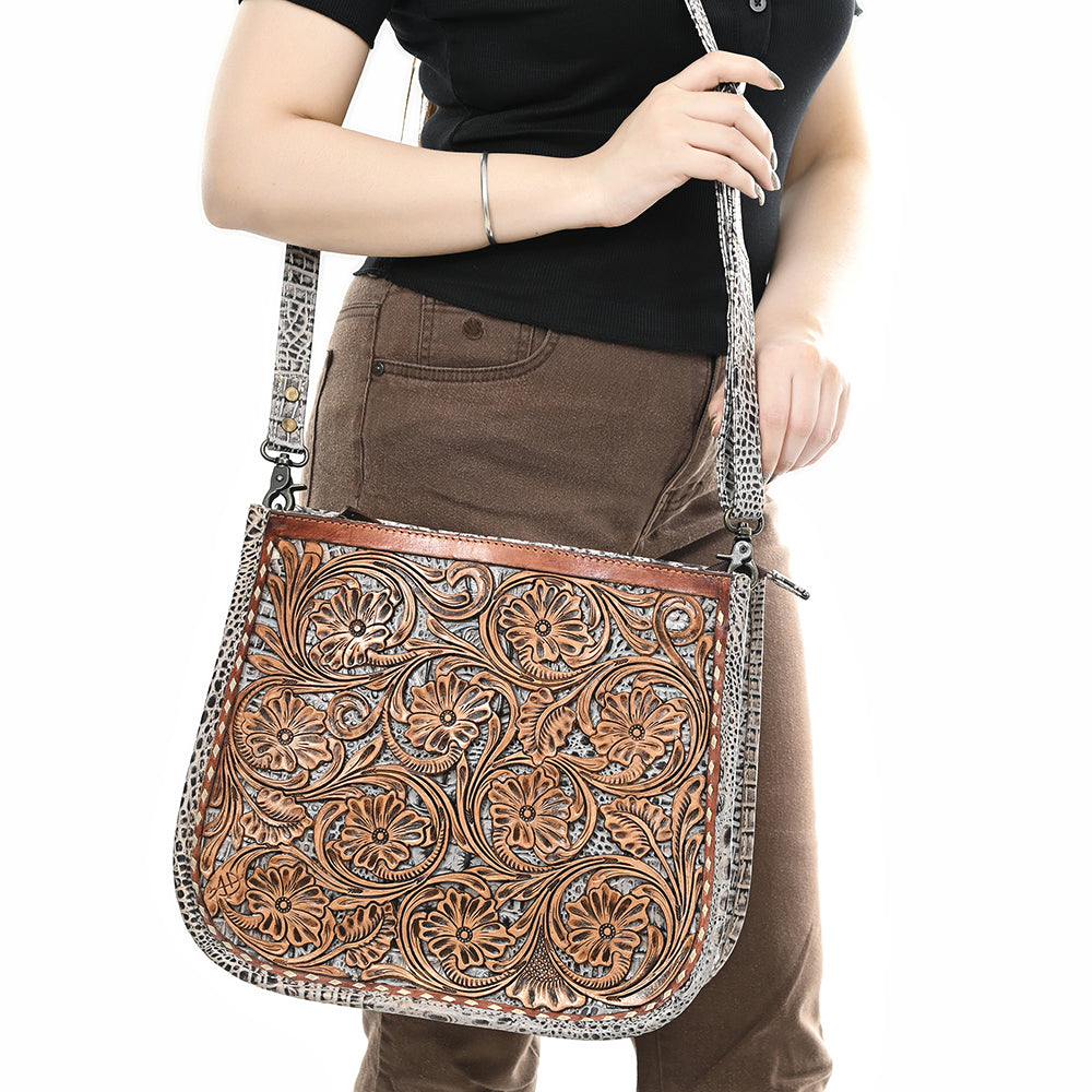 American Darling Large Hand-Tooled Leather Crossbody