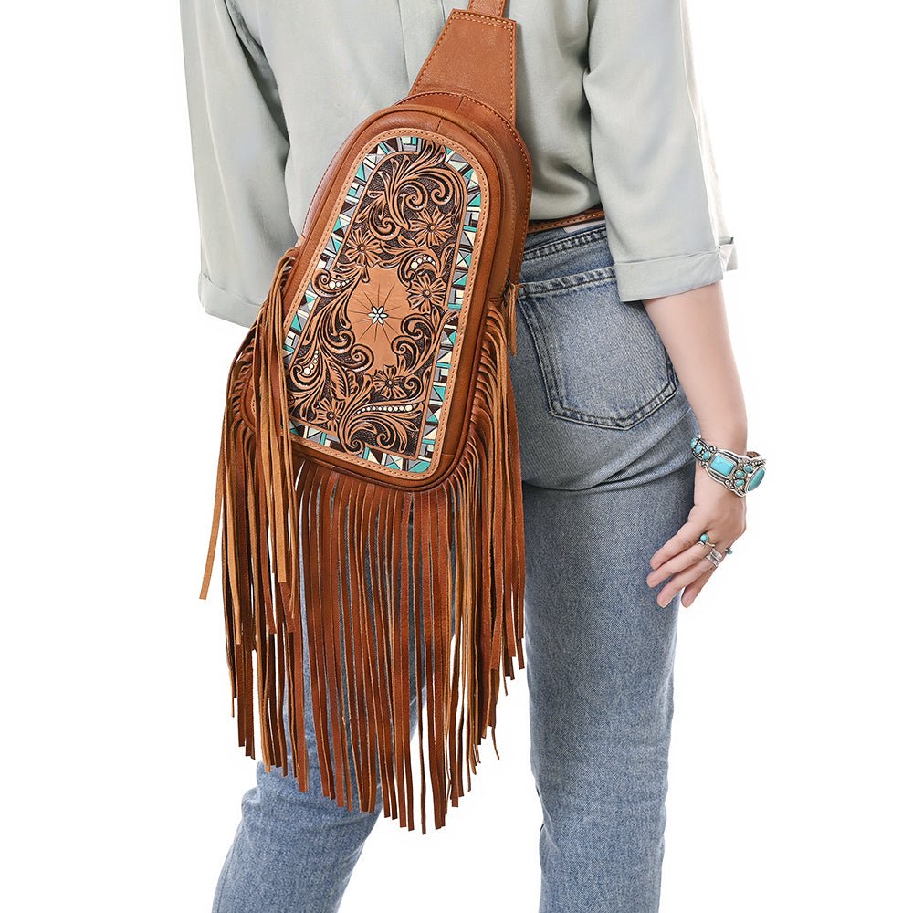 American Darling Sling Hand Tooled Genuine Leather Women Bag Western Handbag Purse| | for