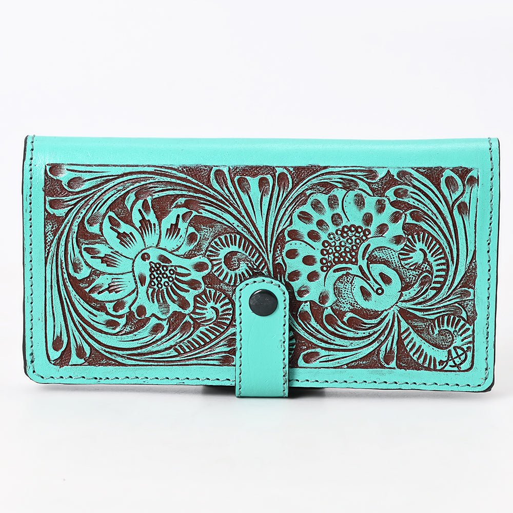 American Darling Clutch Beautifully Hand Tooled Genuine Leather