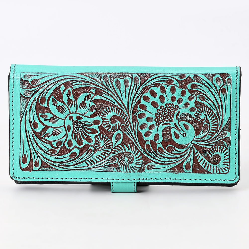 American Darling Clutch Beautifully Hand Tooled Genuine Leather