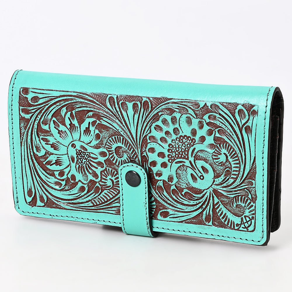 American Darling Clutch Beautifully Hand Tooled Genuine Leather