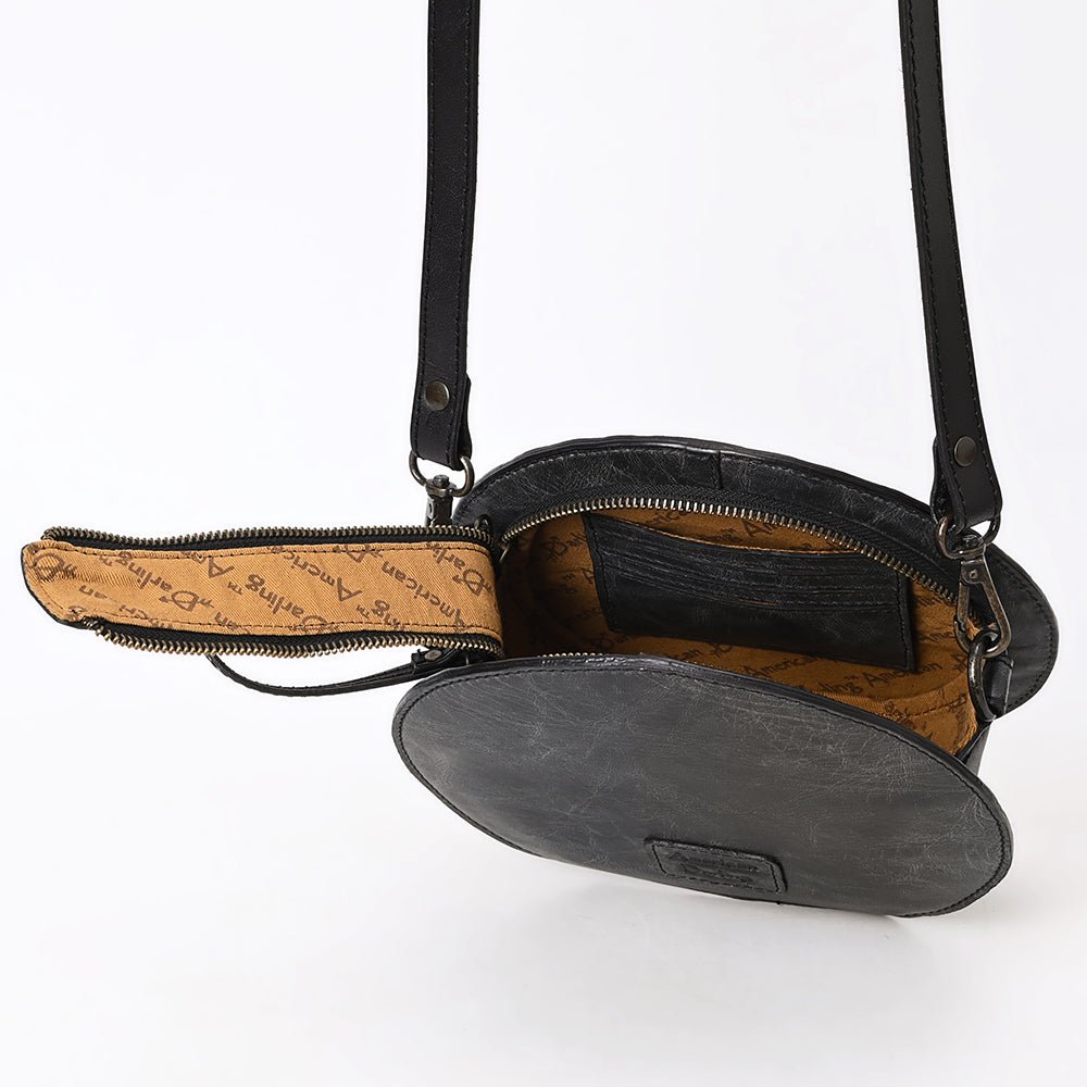 American Darling Canteen Hand Tooled Hair-on Genuine Leather