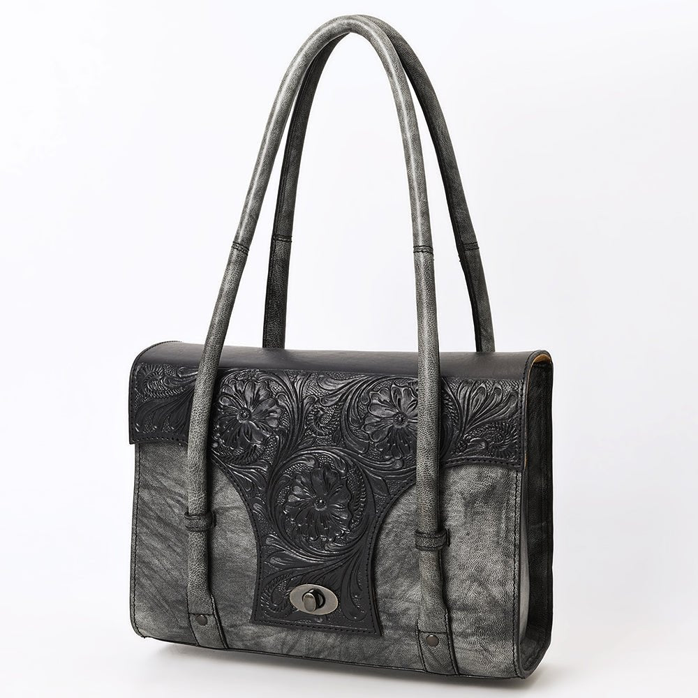 American Darling Briefcase Hand Tooled Hair-on Genuine Leather
