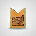American Darling Floral Women & Men Hand Carved Genuine Leather Card Holder Tan