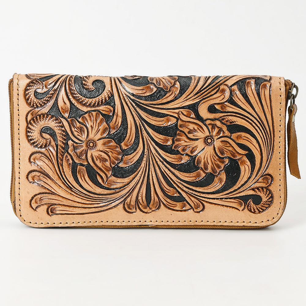 American Darling Wristlet Beautifully Hand Tooled Genuine Leather