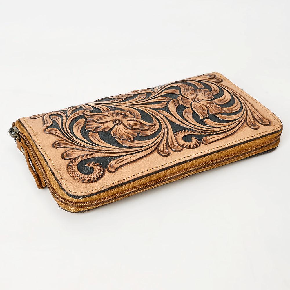 American Darling Wristlet Beautifully Hand Tooled Genuine Leather