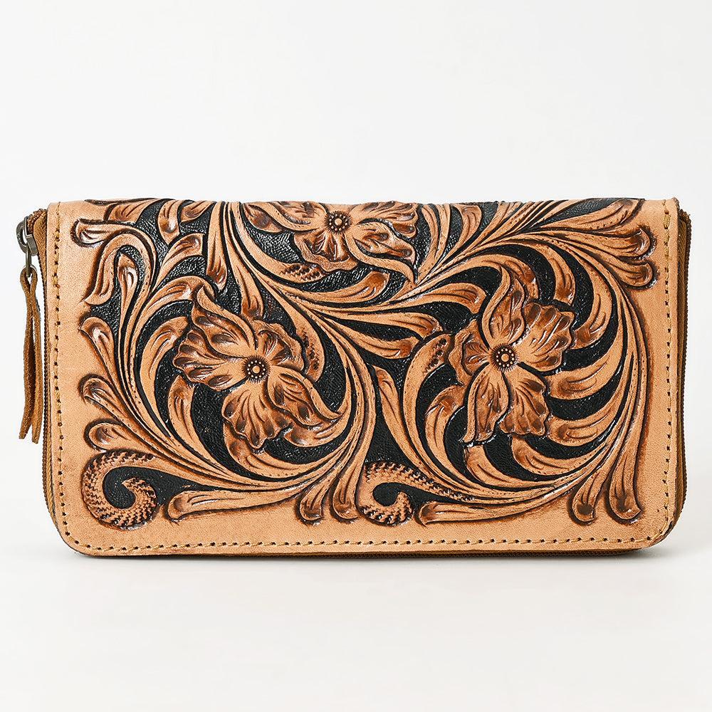 American Darling Wristlet Beautifully Hand Tooled Genuine Leather