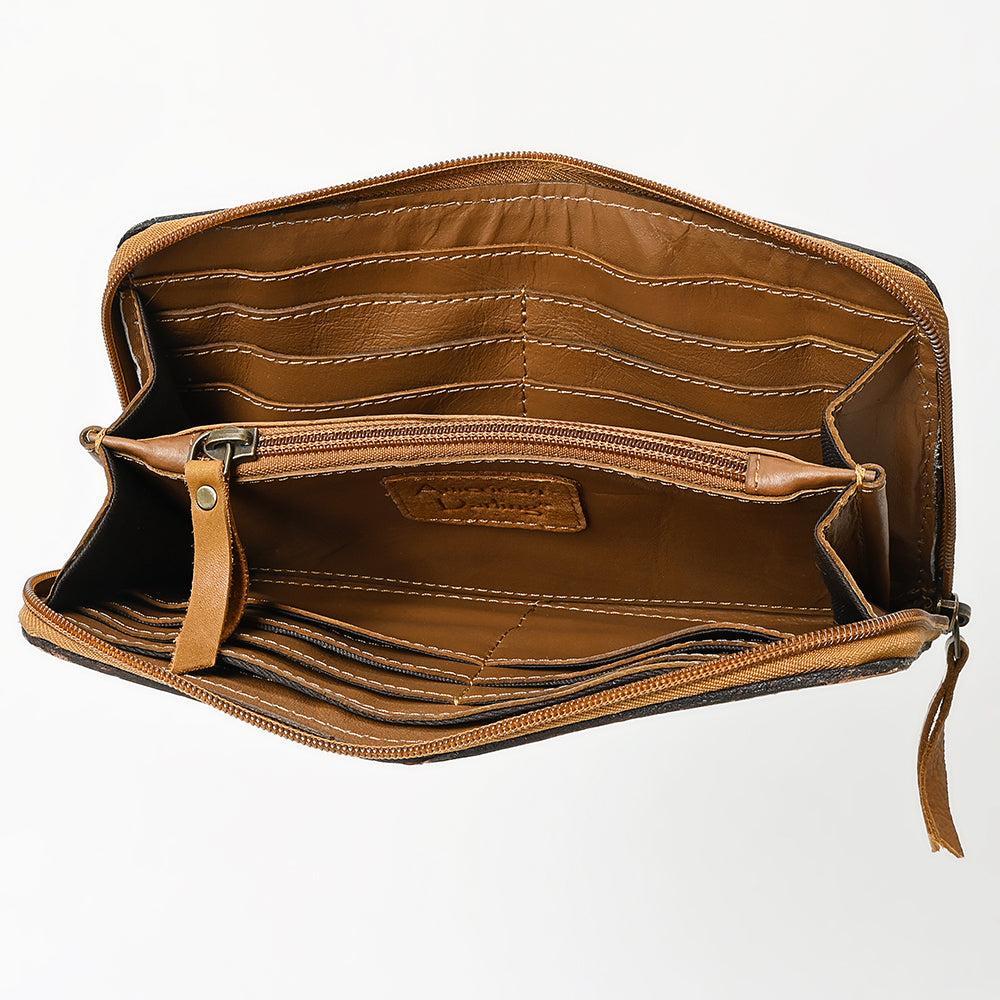 American Darling Wristlet Beautifully Hand Tooled Genuine Leather