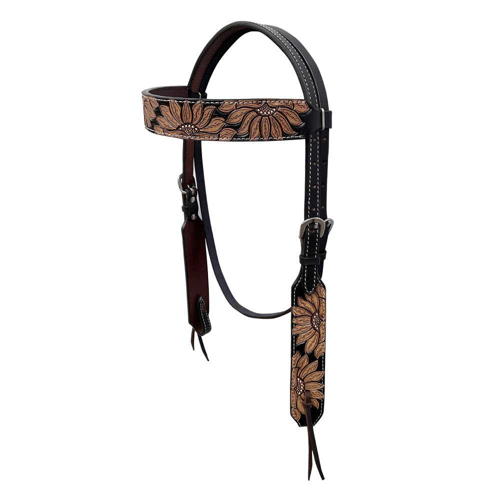BAR H EQUINE Western Handtooled Leather Horse Headstall & Breast Collar Set | Tack