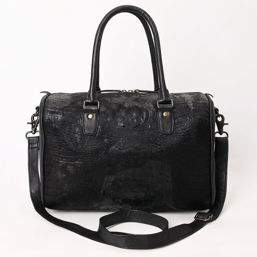 American Darling Western Leather Crocodile Embossed Speedy Bag | Premium Genuine Leather Travel Duffel Bag