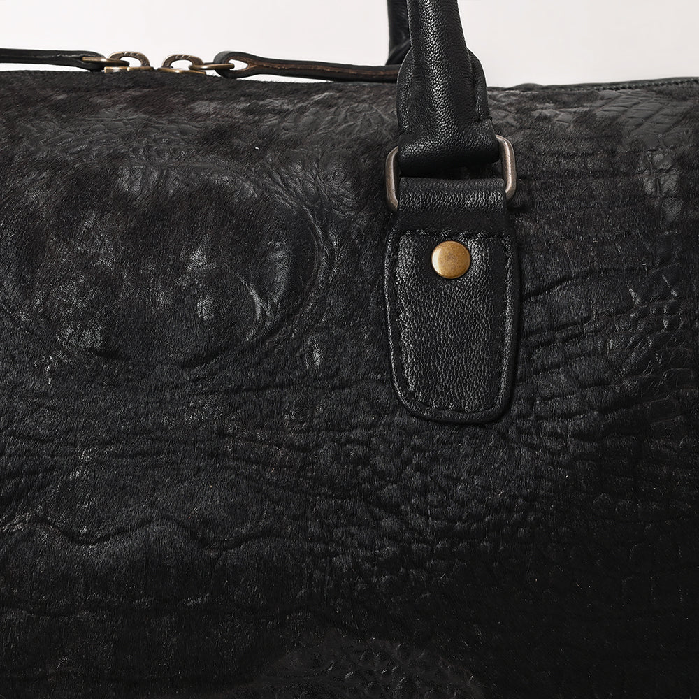 American Darling Western Leather Crocodile Embossed Speedy Bag | Premium Genuine Leather Travel Duffel Bag