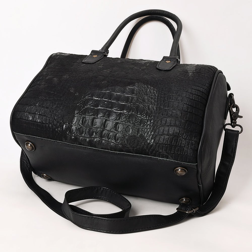 American Darling Western Leather Crocodile Embossed Speedy Bag | Premium Genuine Leather Travel Duffel Bag