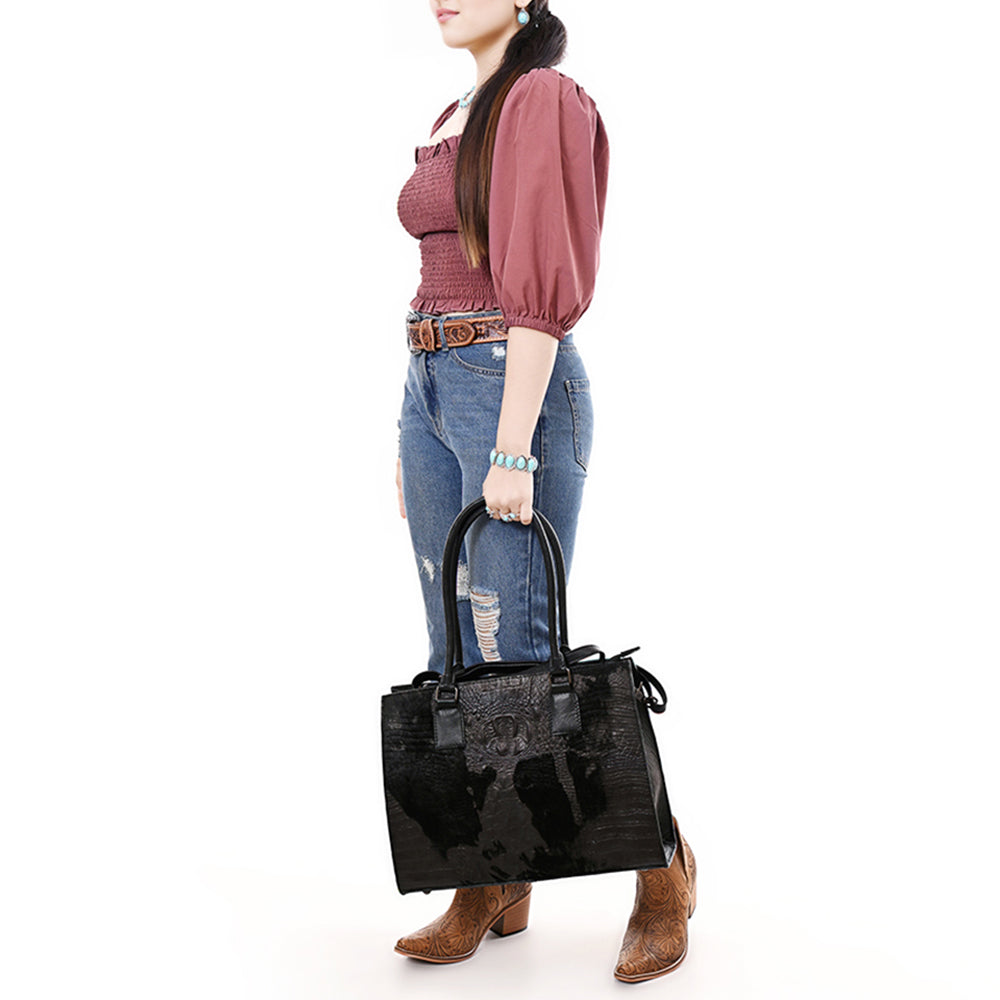 American Darling Tote Crocodile Embossed Genuine Leather Women Bag Western Handbag Purse | Travel Bags College Casual