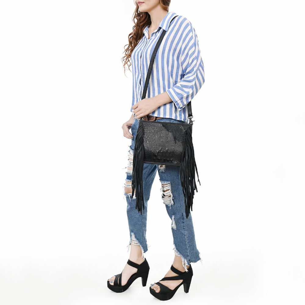 American Darling Cross Body Crocodile Embossed Full Grain Genuine Leather Western Women Bag Handbag Purse Crossbody for Cute