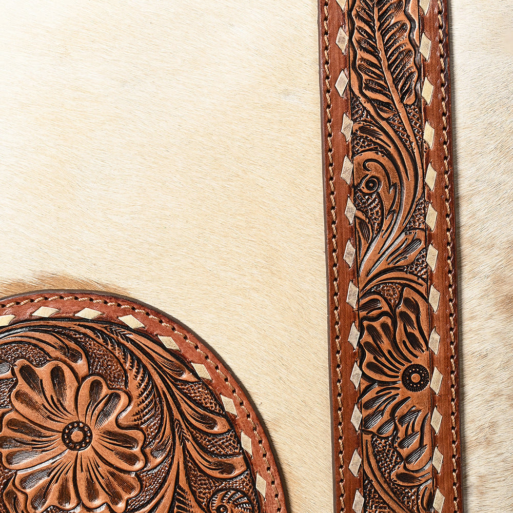 American Darling Travel Case Beautifully Hand Tooled Hair-On Genuine Leather