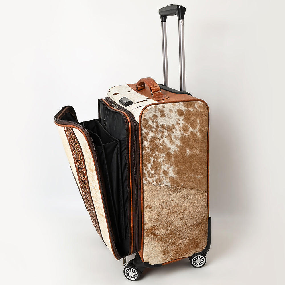 American Darling Travel Case Beautifully Hand Tooled Hair-On Genuine Leather