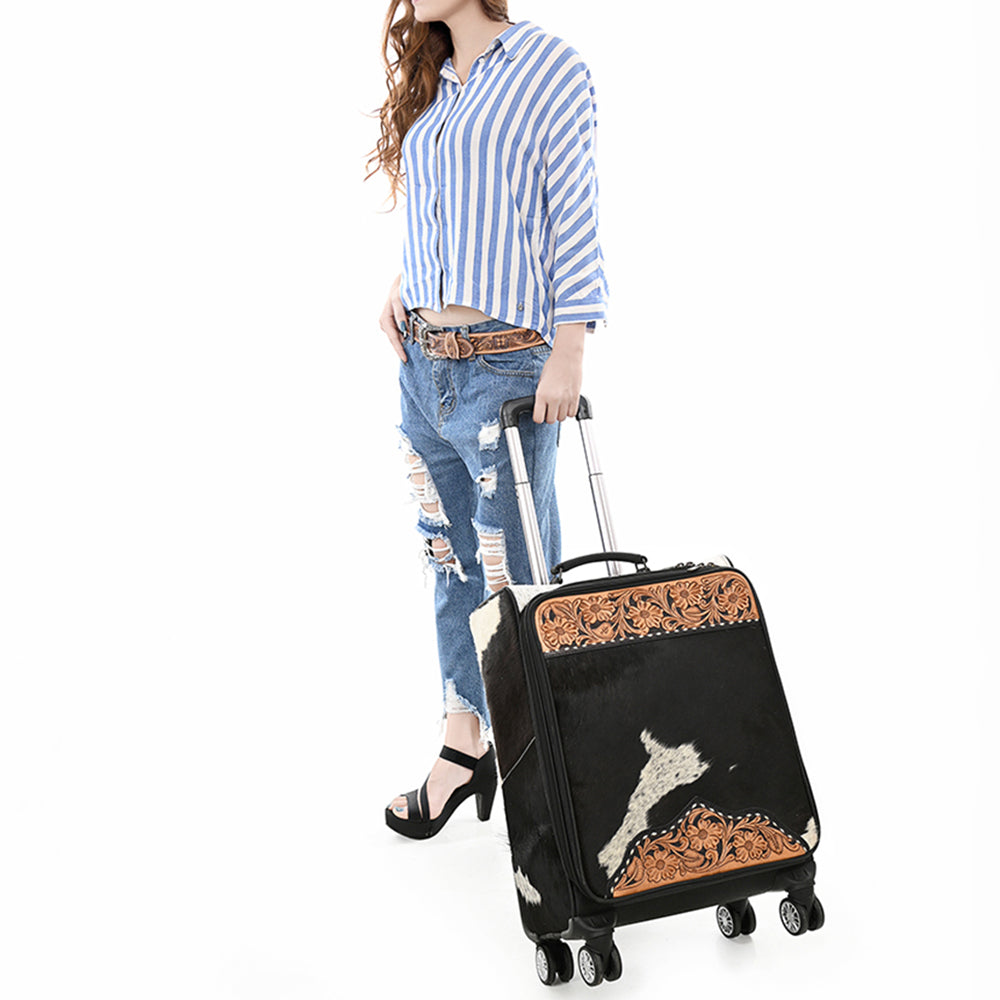 American Darling Travel Case Beautifully Hand Tooled Hair-On Genuine Leather