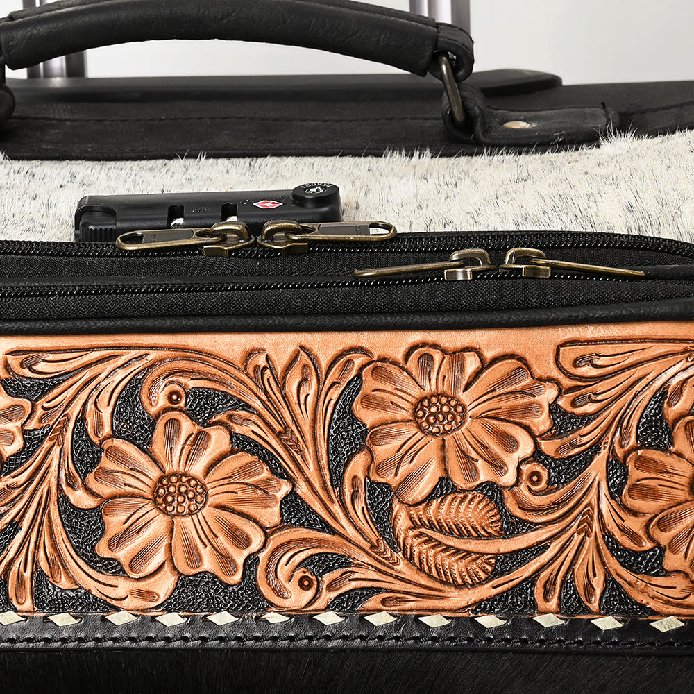 American Darling Travel Case Beautifully Hand Tooled Hair-On Genuine Leather