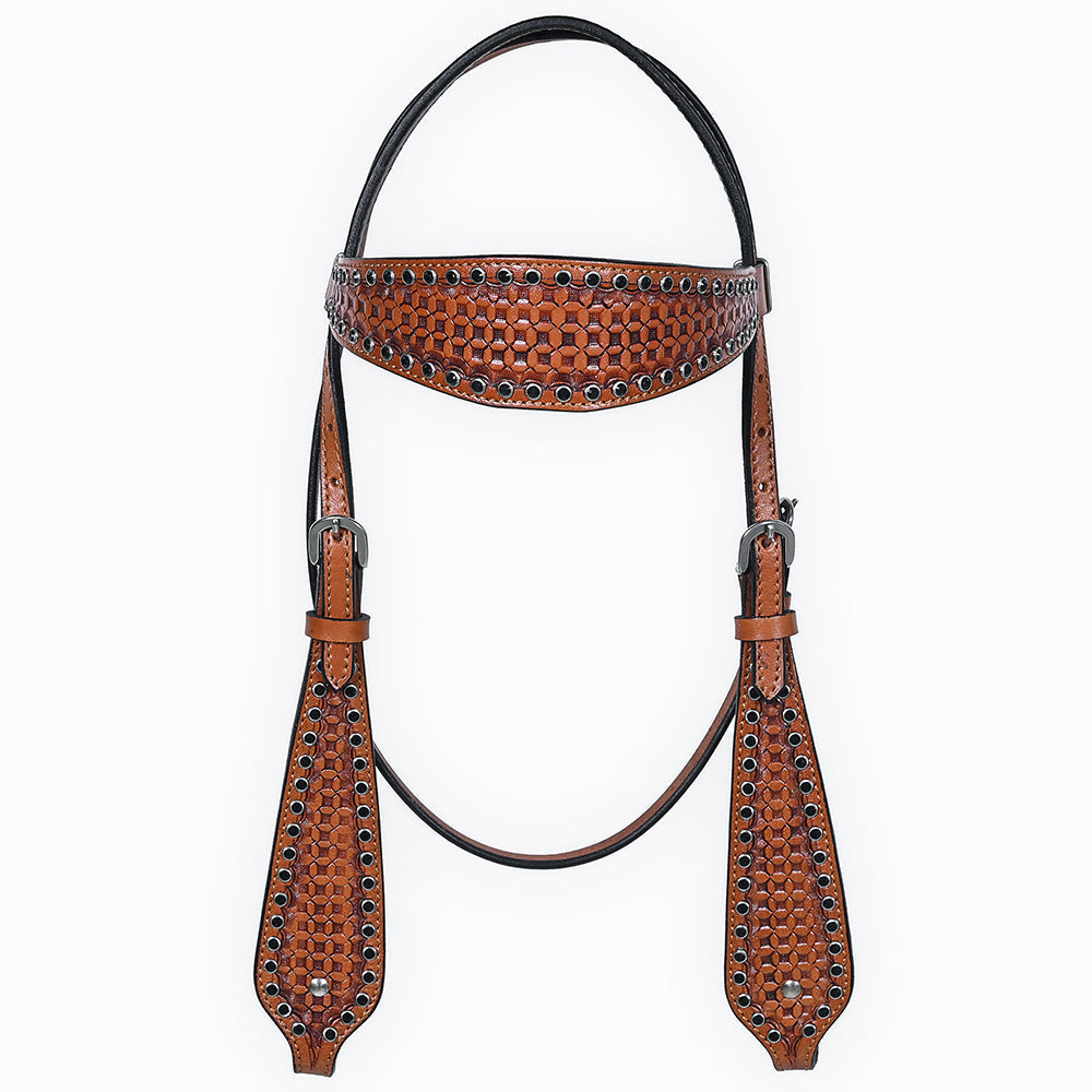 COMFYTACK Western Horse Headstall Breast Collar Set American Leather Tan