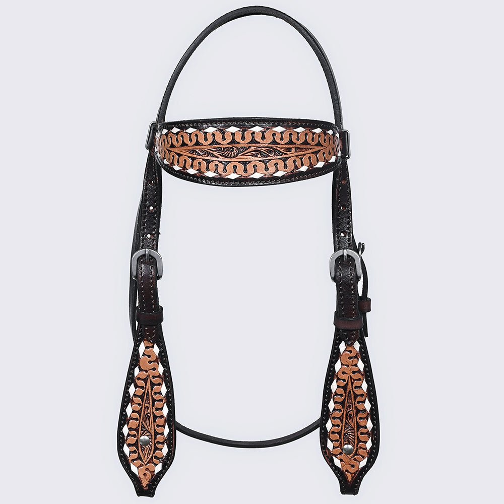 COMFYTACK Western Horse Headstall Breast Collar Set American Leather Tan