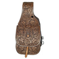 COMFYTACK Western Horse Leather Saddle Bag Heavyduty Floral Dark Brown