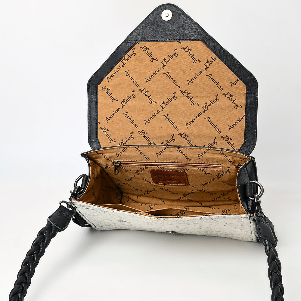 American Darling Envelope Hand Tooled Hair-On Genuine Leather Women Western Handbag | Bag for Purse