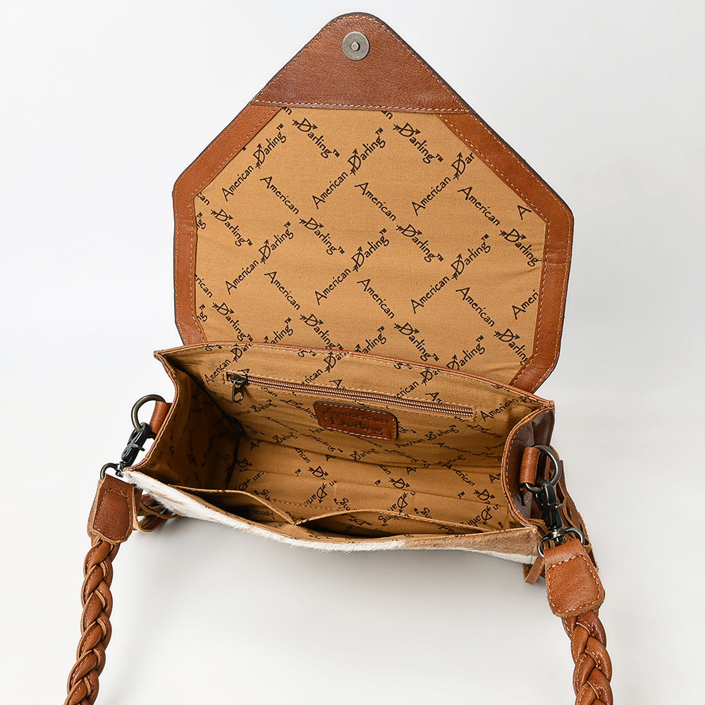 American Darling Envelope Hand Tooled Hair-On Genuine Leather Women Western Handbag | Bag for Purse