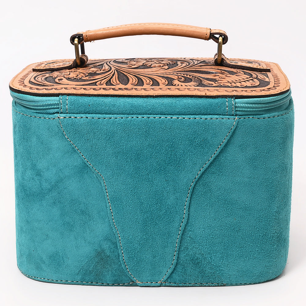 American Darling Women's Hand Tooled Floral Carved Genuine Leather Jewelry case Eco-Friendly Travel Organizer YKK Zipper