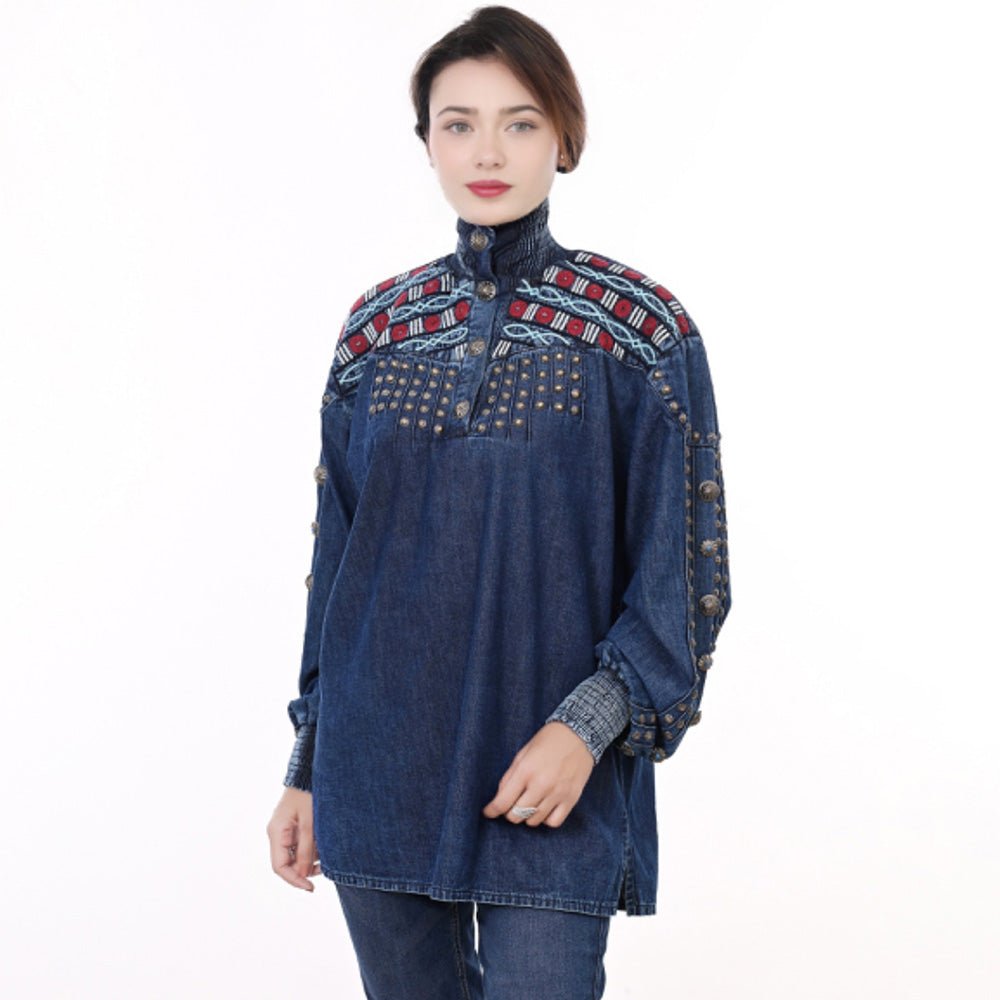 Denim Women shirt Jacket Dress Tunic Ladies Girl Top