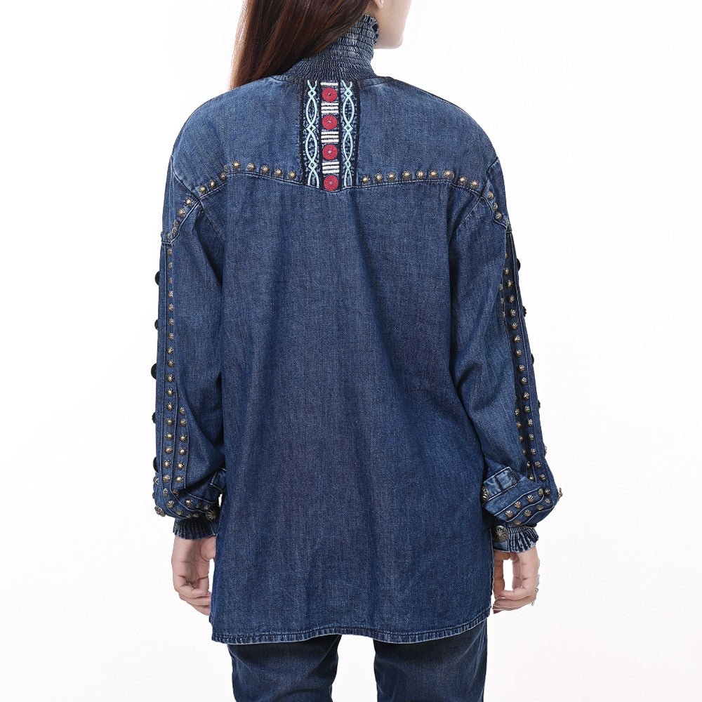 Denim Women shirt Jacket Dress Tunic Ladies Girl Top