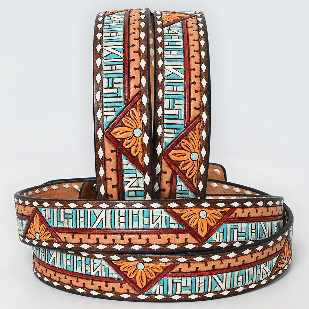 American Darling  Beautifully Hand Tooled Genuine American Leather Belt Men and  Women