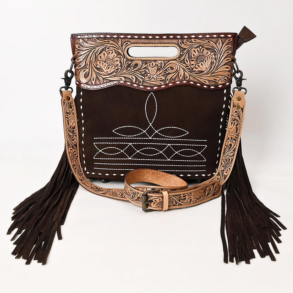 American Darling Crossbody Hand Tooled Genuine Suede Leather