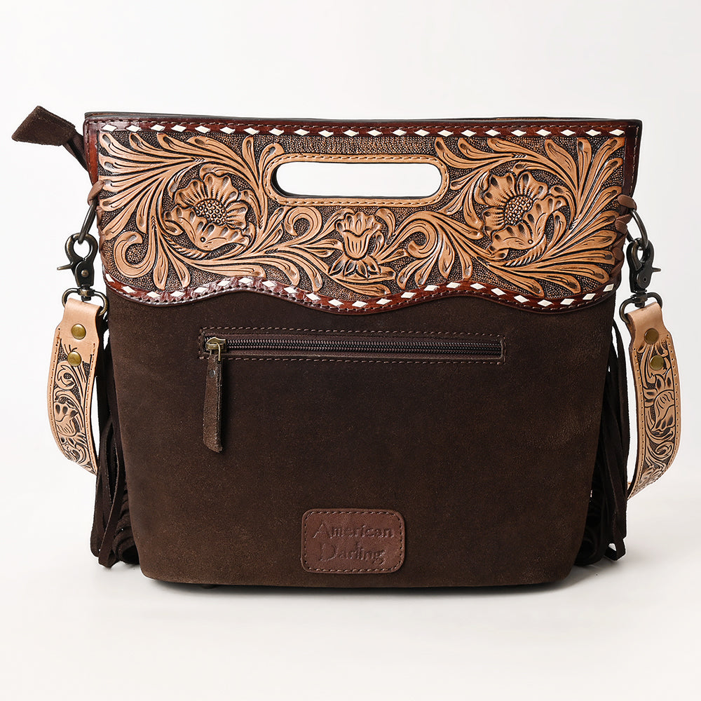 American Darling Crossbody Hand Tooled Genuine Suede Leather