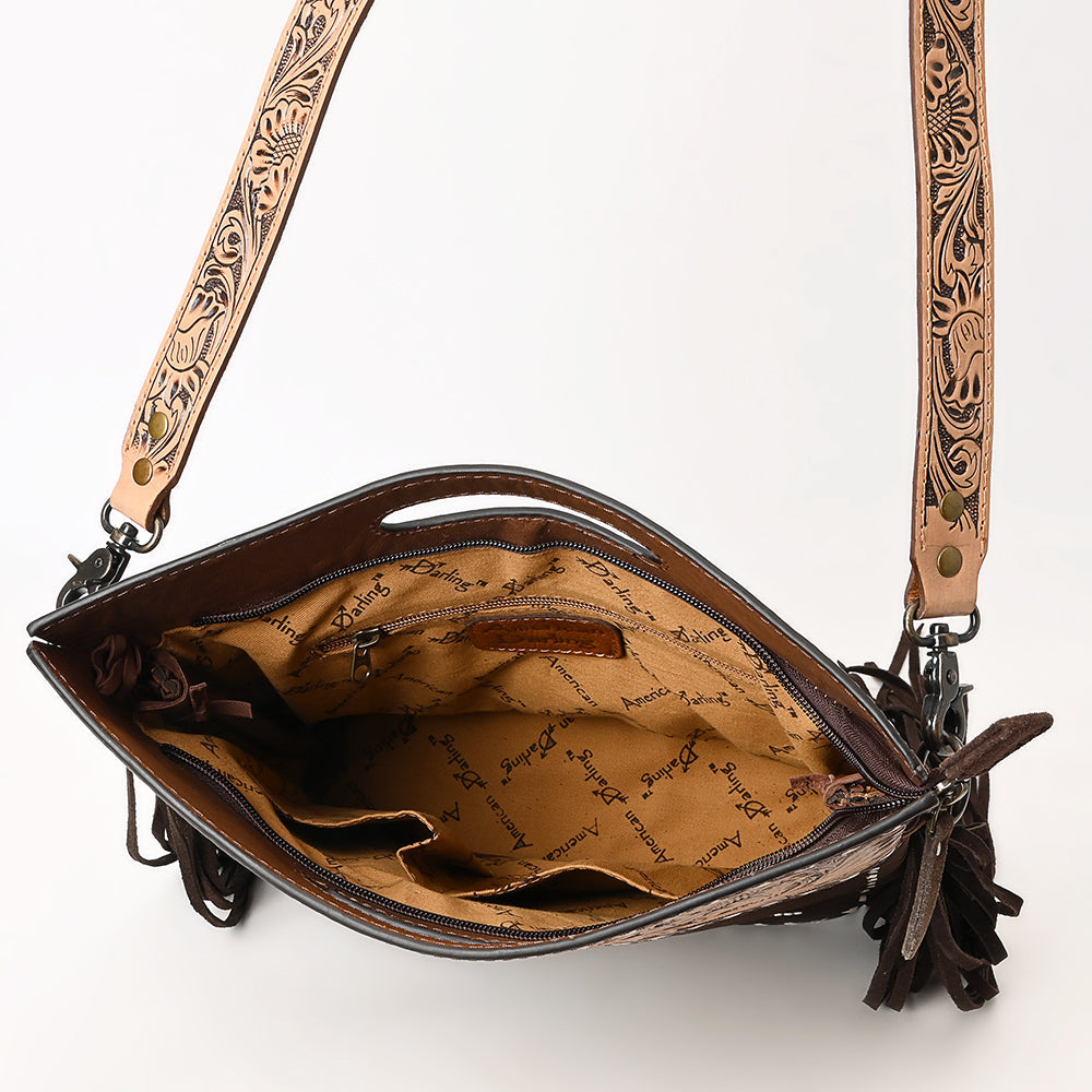 American Darling Crossbody Hand Tooled Genuine Suede Leather