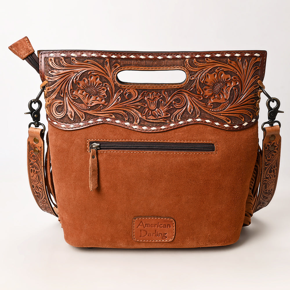 American Darling Crossbody Hand Tooled Genuine Suede Leather