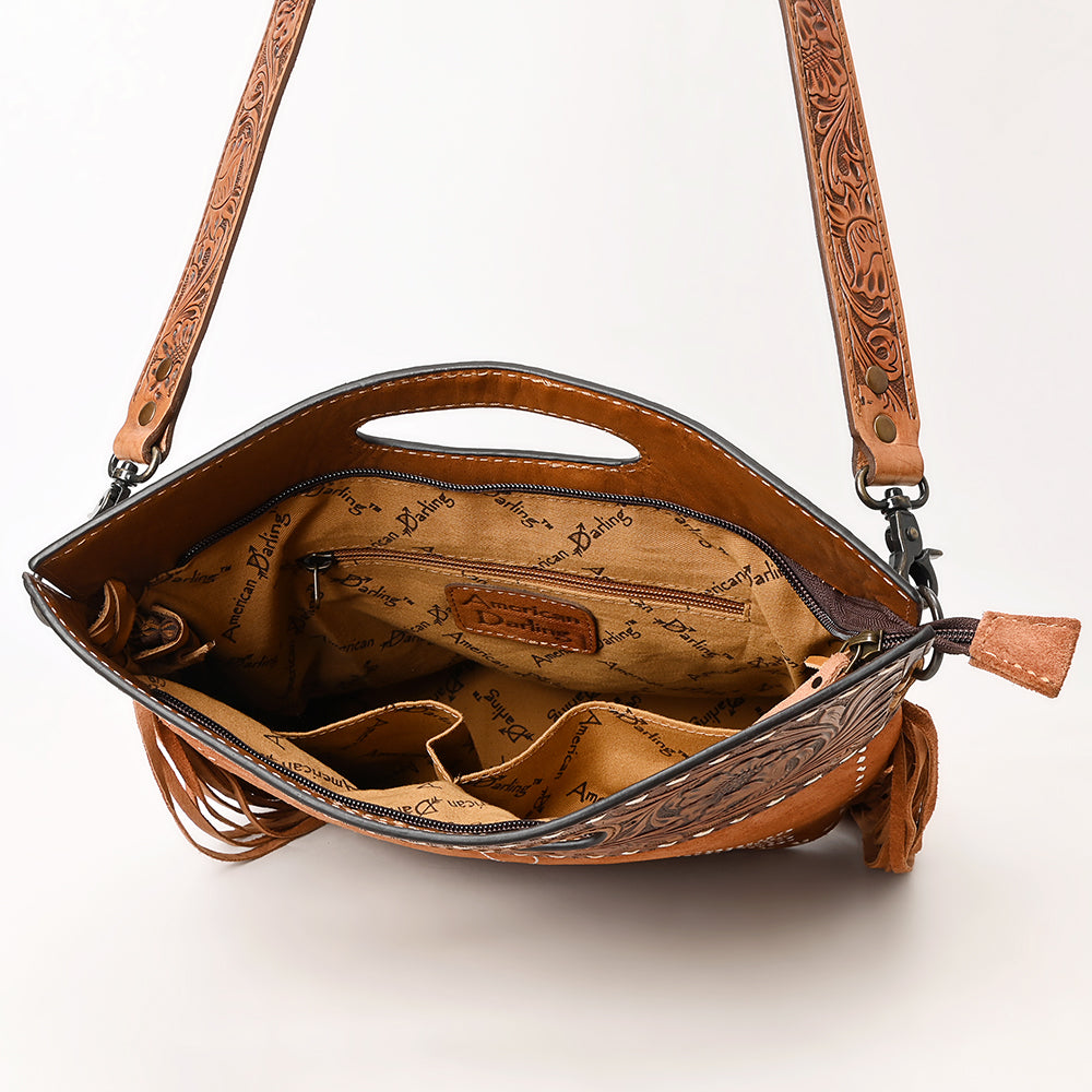 American Darling Crossbody Hand Tooled Genuine Suede Leather