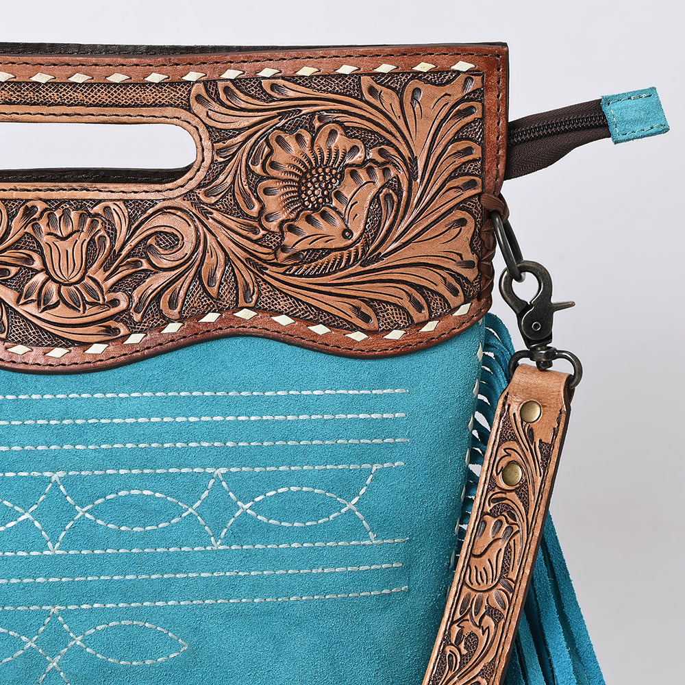 American Darling Crossbody Hand Tooled Genuine Suede Leather
