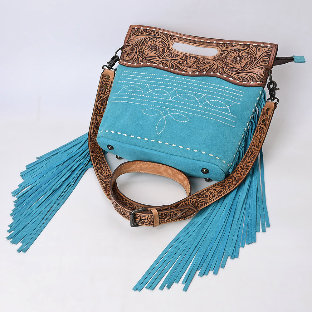 American Darling Crossbody Hand Tooled Genuine Suede Leather