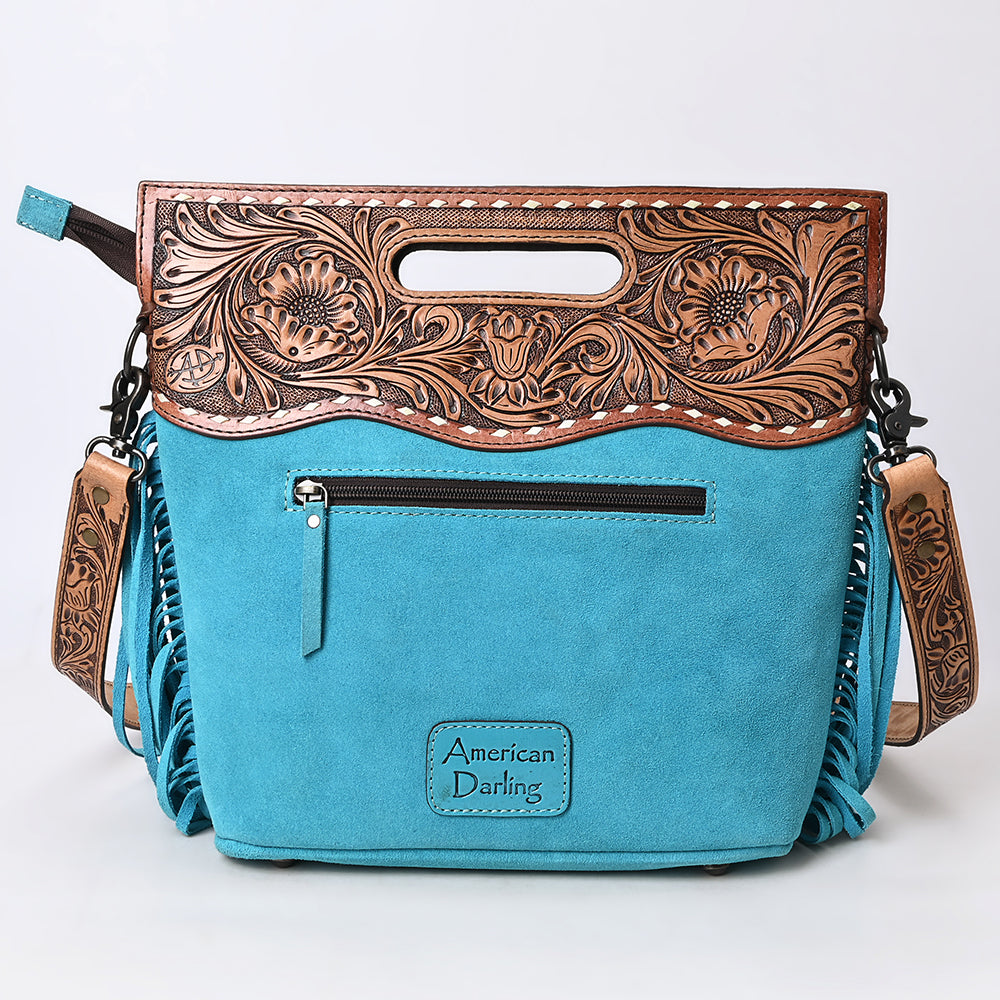American Darling Crossbody Hand Tooled Genuine Suede Leather