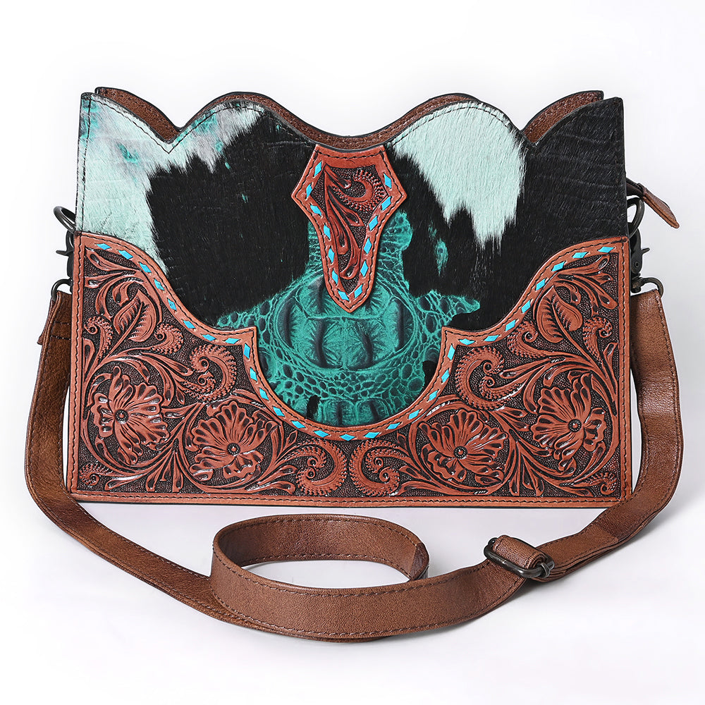 American Darling Crossbody Hand Tooled Hair-On Genuine Leather