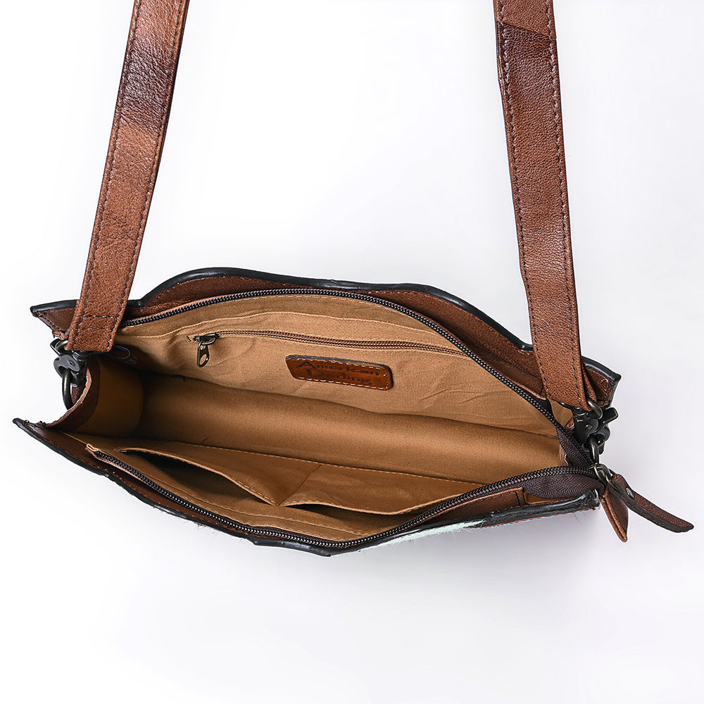 American Darling Crossbody Hand Tooled Hair-On Genuine Leather