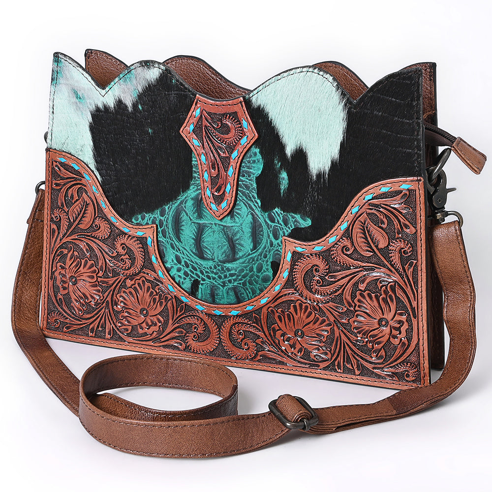 American Darling Crossbody Hand Tooled Hair-On Genuine Leather