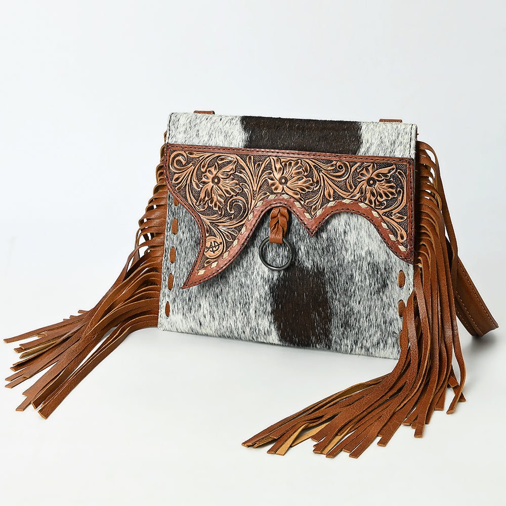 American Darling Wristlet Beautifully Hand Tooled Hair-On Genuine Leather
